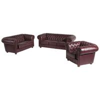 COUCHGARNITUR Chesterfield 3-2-1 Kalea Bezug Wischleder Echtleder Rot - Rot, Leder (98/76/98cm) - 58aufmkessel