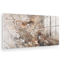 ACRYLGLASBILD Mandelblüte - Kunst - Van Gogh - Beige - Abstrakt 120x60 cm - Braun, Glas (120/60cm) - MuchoWow