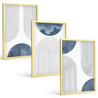 BILDER SET 3er Set - 40x60 cm Goldrahmen - Abstrakte blaue Muster - Goldfarben, Kunststoff (40/60cm) - TULUP