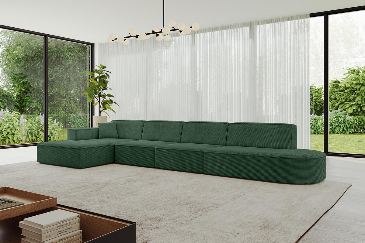 ECKSOFA Ottomane Links IREA-L3-v4 - 412x165x77 cm Grün - Currygelb, Holzwerkstoff/Textil (412/165cm) - ALTDECOR