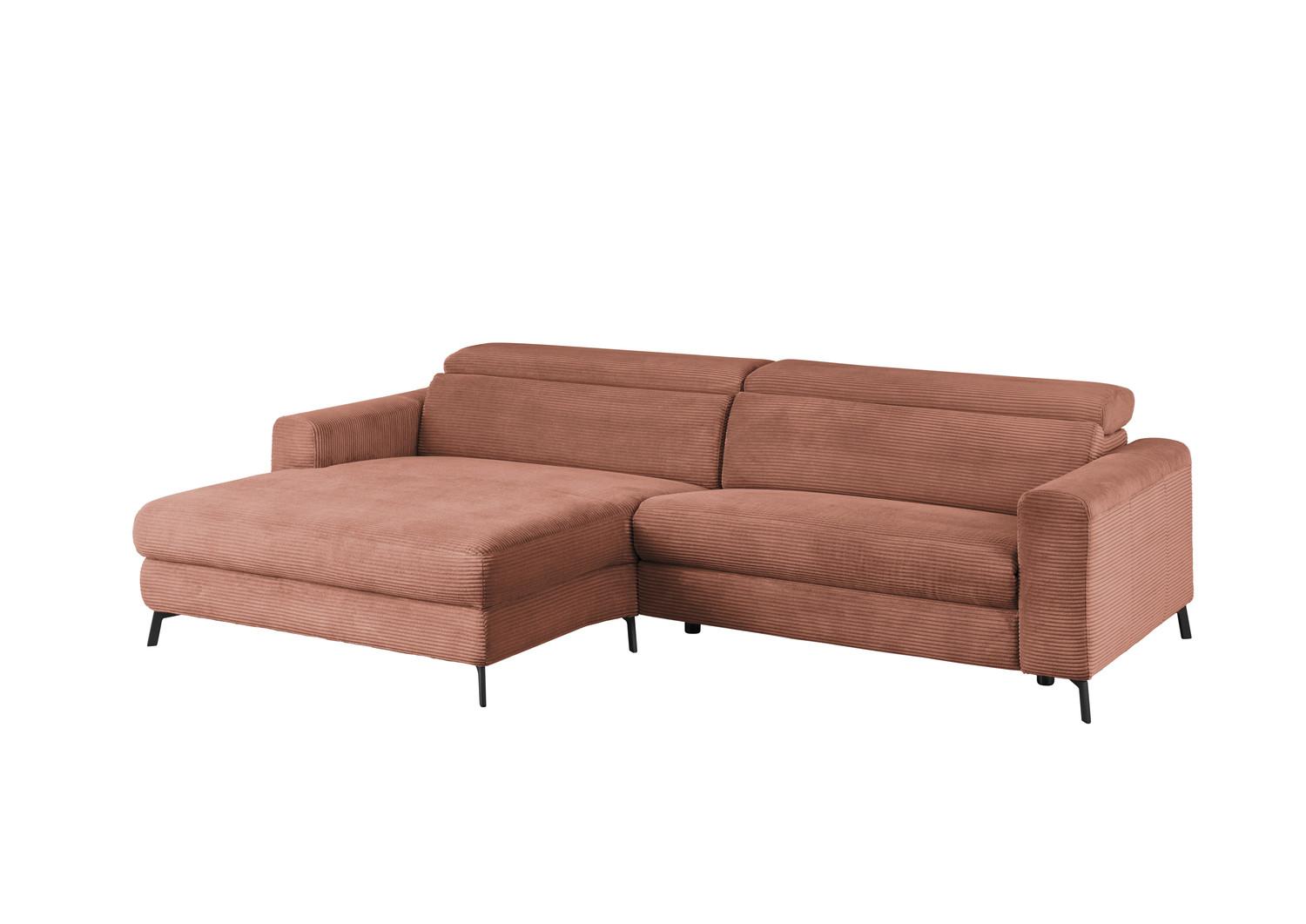ECKSOFA LAISKA Braun Cord - Schwarz/Braun, Textil/Metall (282/177cm) - KAWOLA