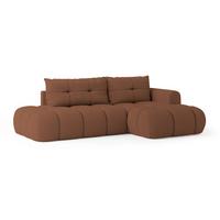 ECKSOFA FLUMA R-S Kupferfarben Boucle-Stoff mit Schlaffunktion - Kupferfarben, Holz (279/158cm) - MASSENO