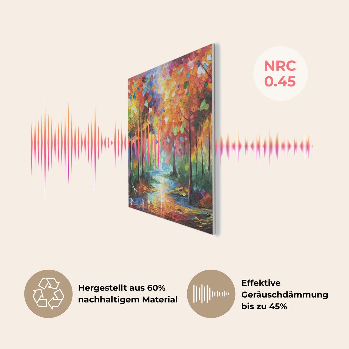 AKUSTIKBILD Landschaft - Wald - Farben - Natur Akustikpaneele 80x80 cm - Multicolor, Kunststoff (80/80/0.9cm) - MuchoWow