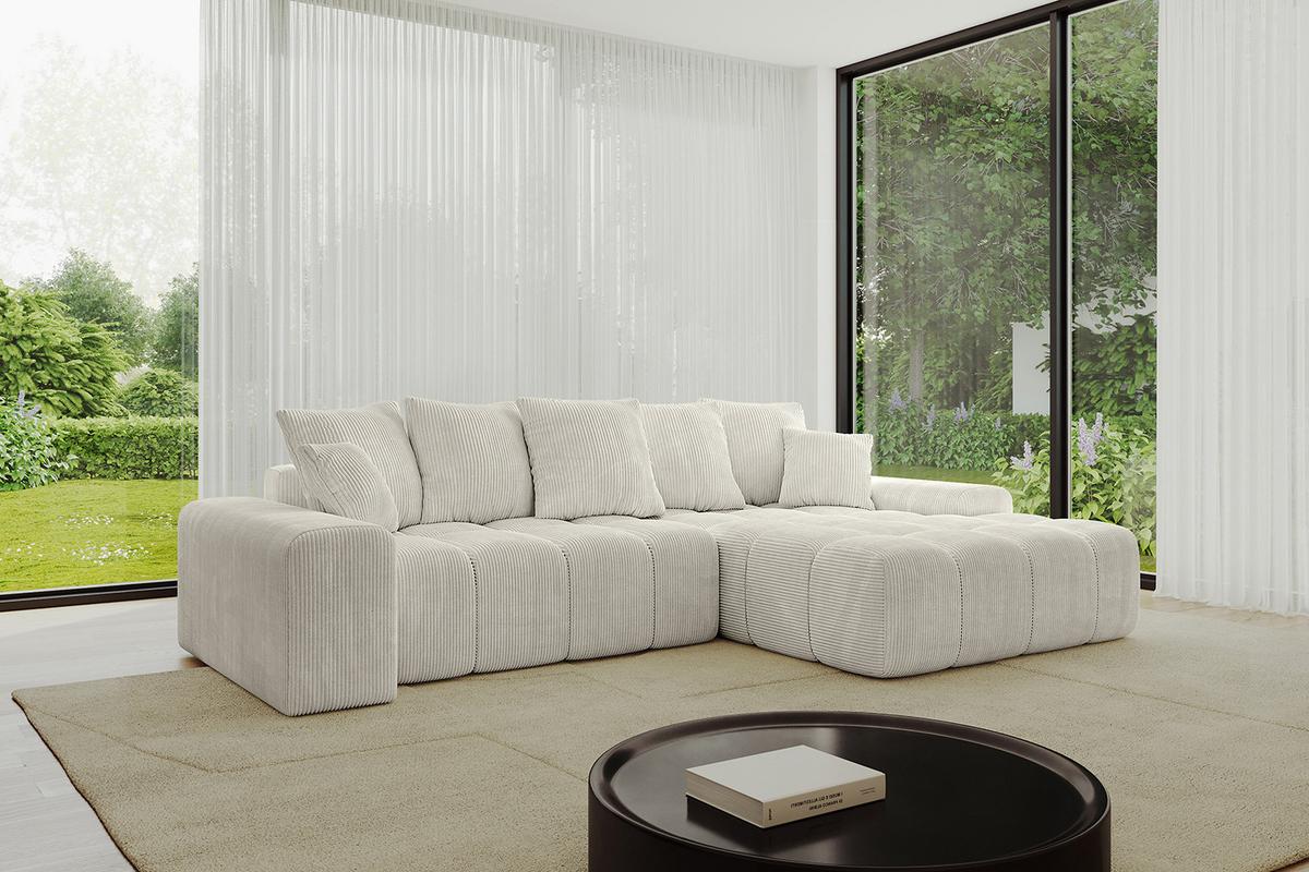 ECKSOFA Ottomane Rechts ENSI-L - 267x164x69 cm Creme - Ecru/Creme, Holzwerkstoff/Kunststoff (164/267cm) - ALTDECOR