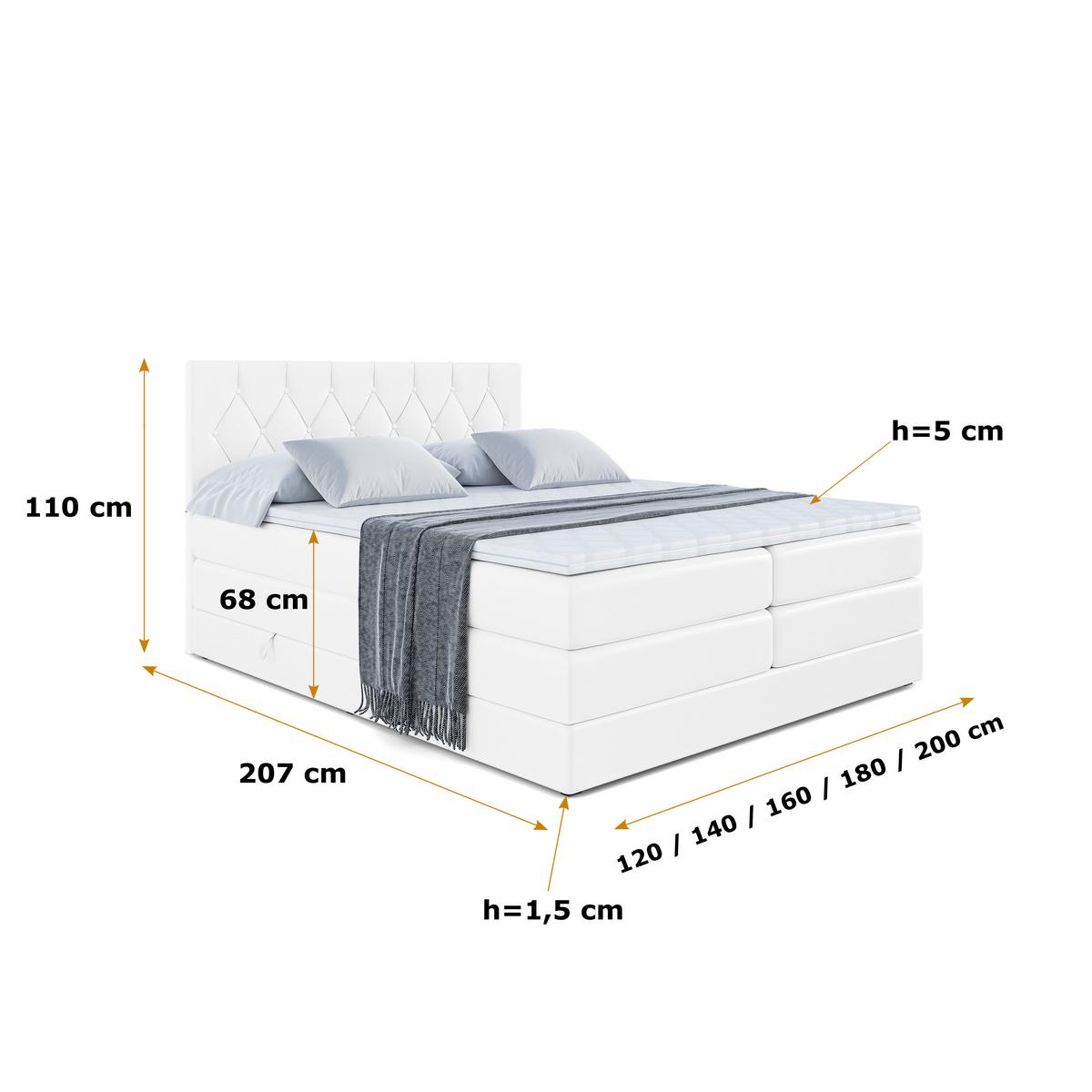 BOXSPRINGBETT VELANTO-BZ KING - 180 x 200 - H3/H4 - Weiß Hochglanz - Weiß Hochglanz, Holzwerkstoff (180/200cm) - ALTDECOR