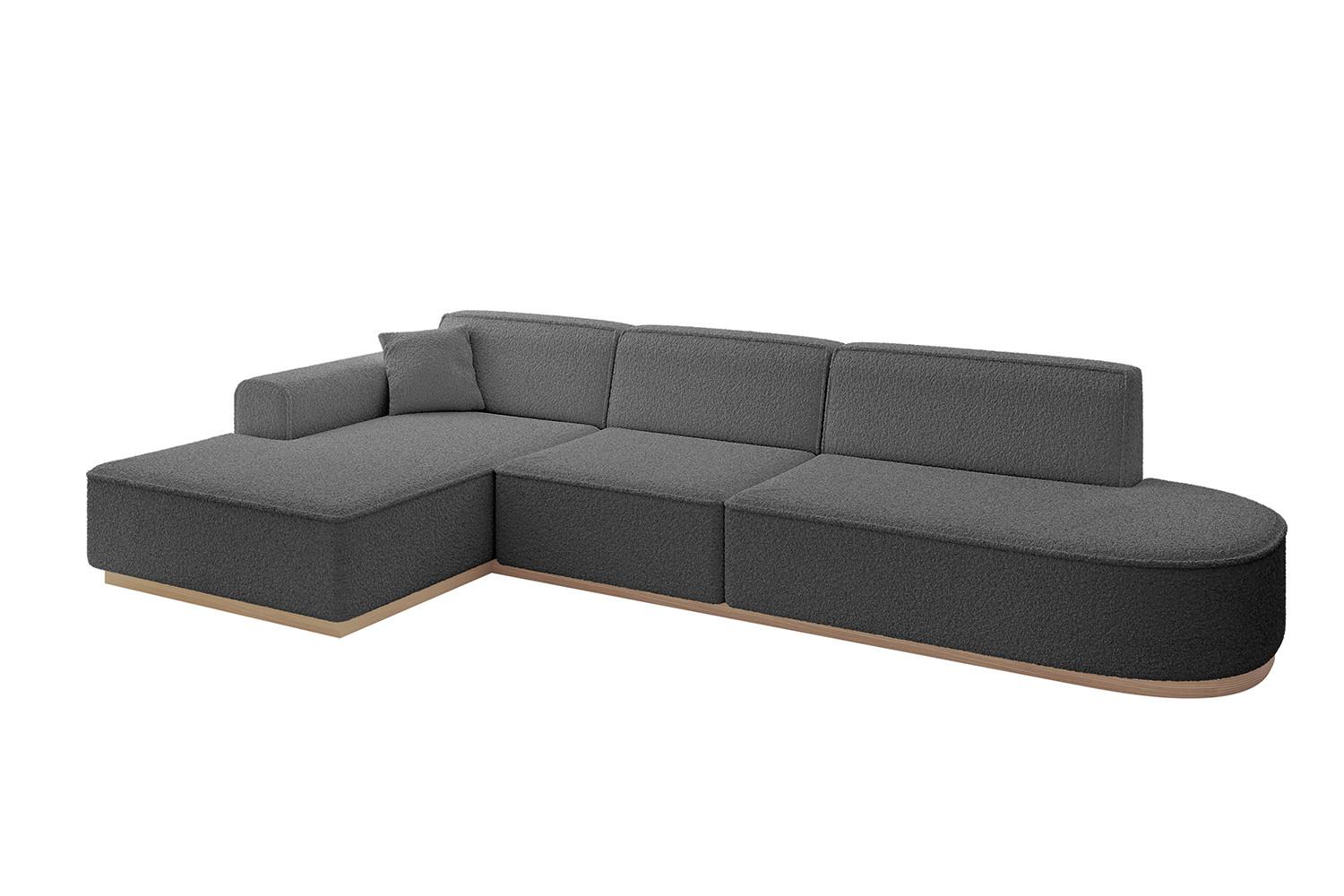 ECKSOFA Ottomane Links IREA-L2 - 327x165x80 cm Grau - Olivgrün, Holzwerkstoff/Textil (327/165cm) - ALTDECOR