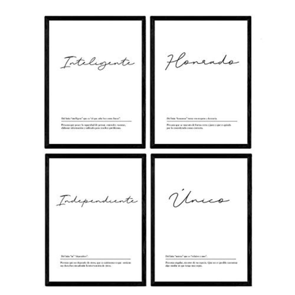 POSTER Set mit 4 Definitionen von meinen Freund Paar Jahrgang A3 Schwarzer Rahmen - Schwarz, Papier (29.7/3cm) - Nacnic