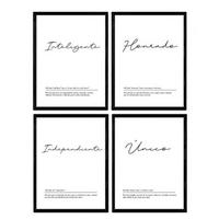 POSTER Set mit 4 Definitionen von meinen Freund Paar Jahrgang A3 Schwarzer Rahmen - Schwarz, Papier (29.7/3cm) - Nacnic