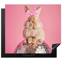 HERDABDECKPLATTE Schleife - Discoball - Kaninchen Abdeckung Ceranfeld 58.3x51.3 cm - Pink, Kunststoff (58.3/51.3/0.2cm) - MuchoWow