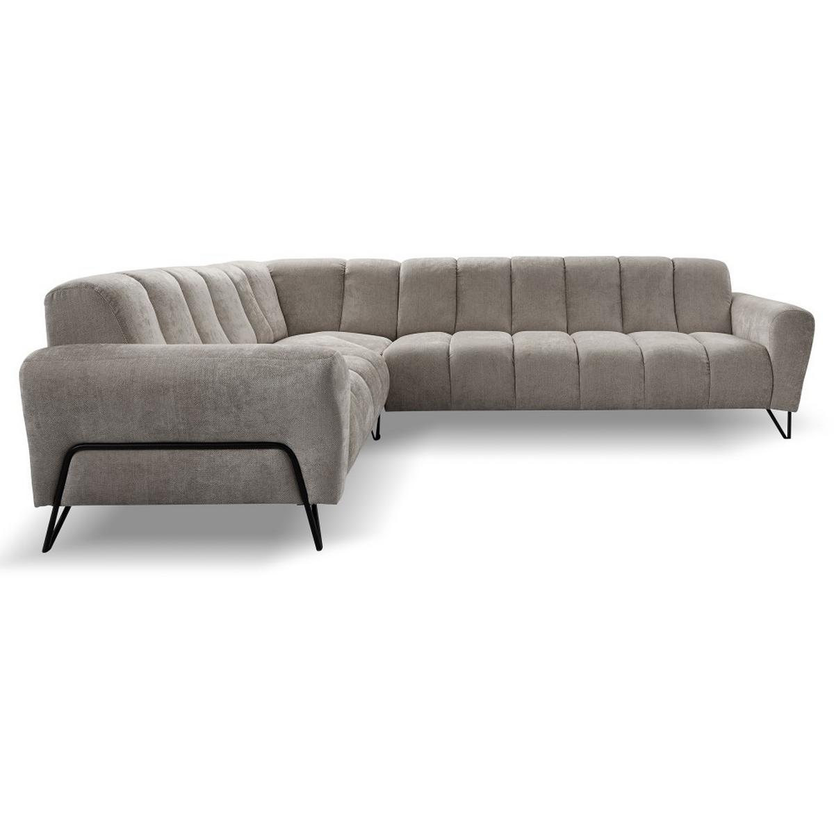 ECKSOFA Volare ohne Schlaffunktion Hellbraun rechts - Hellbraun/Schwarz, Textil/Metall (295/235cm) - Beautysofa