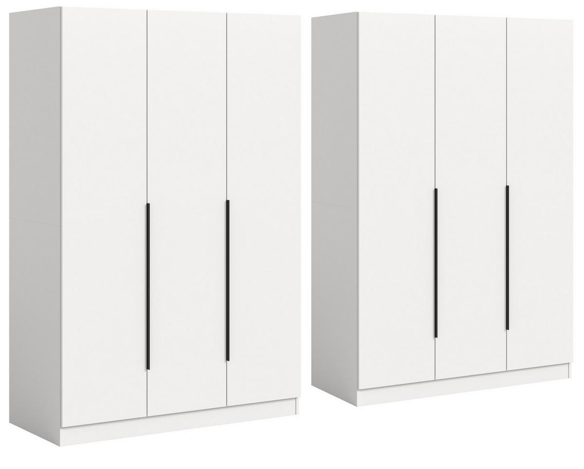 KLEIDERSCHRANK weiß 6-türig 240 x 181 cm, Drehtürenschrank mit Kleiderstange - Schwarz/Weiß, Holzwerkstoff/Kunststoff (240/181/52cm) - Inn.Furn
