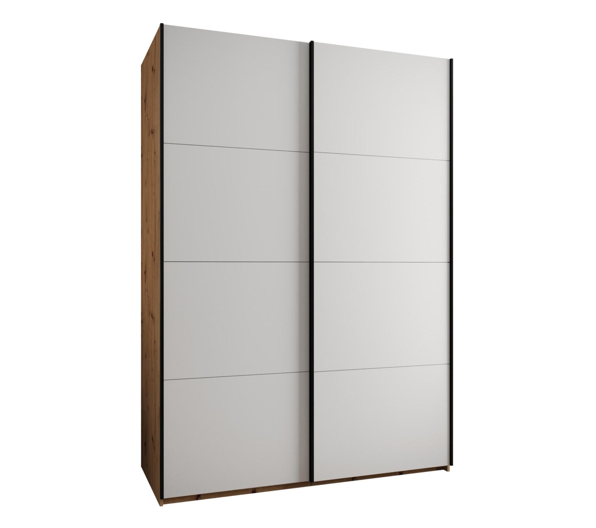 SCHWEBETÜRENSCHRANK 245,5/180/64 2-türig - Schwarz/Weiß, Holz/Metall (180/245/64cm) - Abiks Möbel