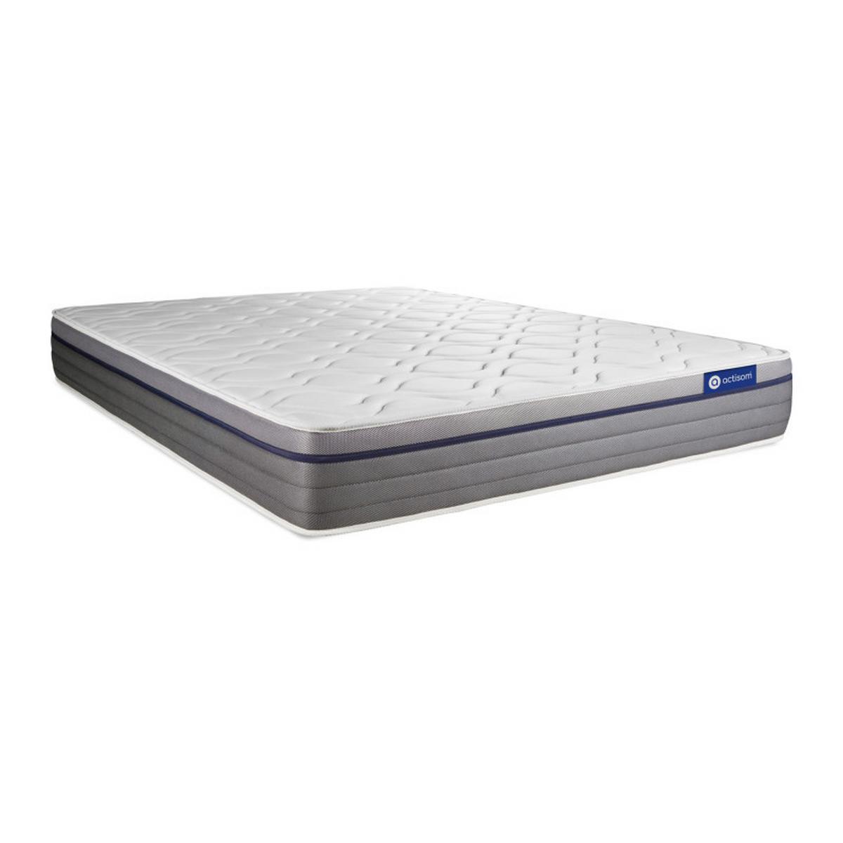 BETT Actiflex zen Taschenfederkern und Memory-Schaum 160 x 195 cm h1 - Kit Bettgestell Grau - Beige/Grau, Karton/Holz (160/195cm) - ACTISOM
