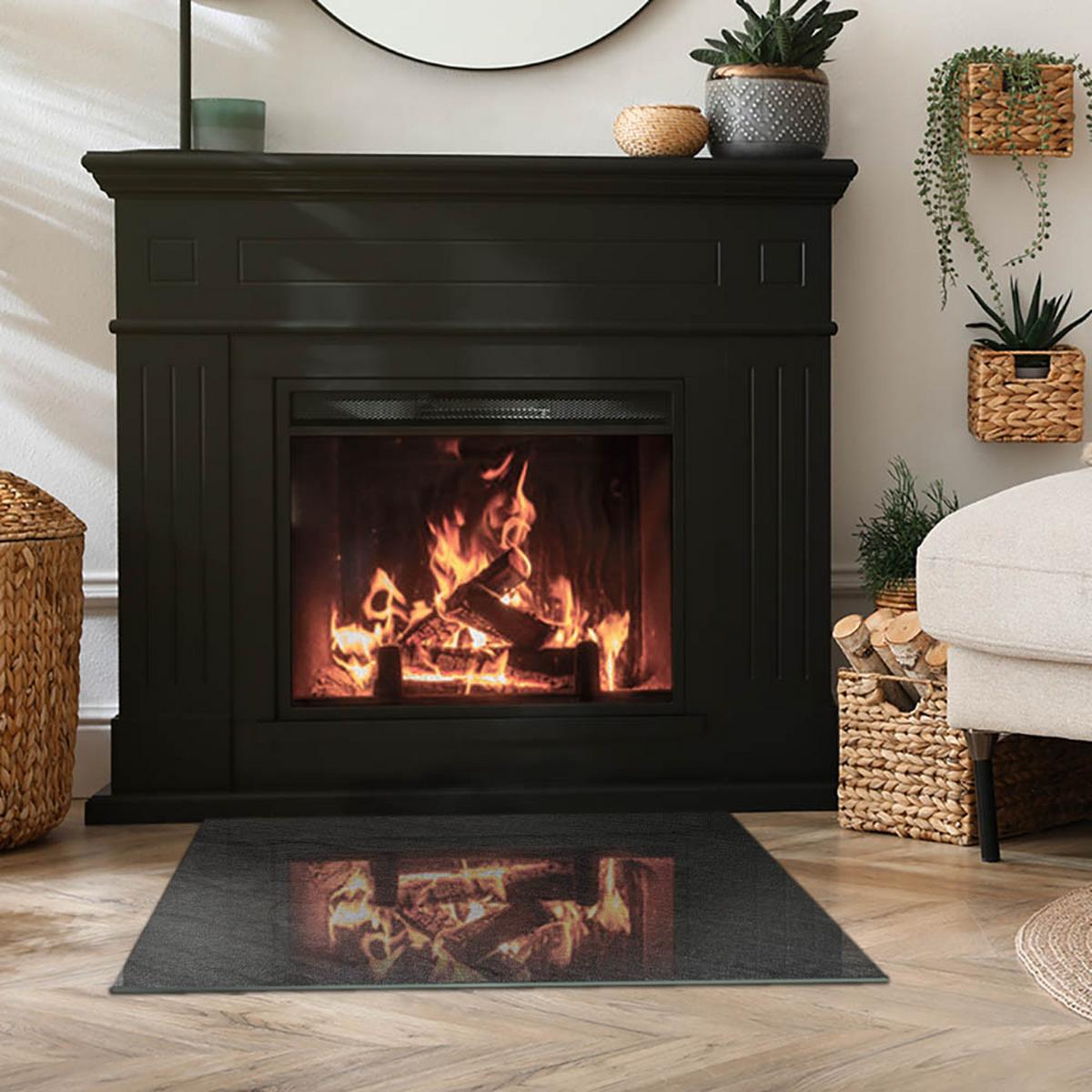 GLASPLATTE für Kamin 80x60 cm - Schwarz, Glas (80/60/0.4cm) - TULUP