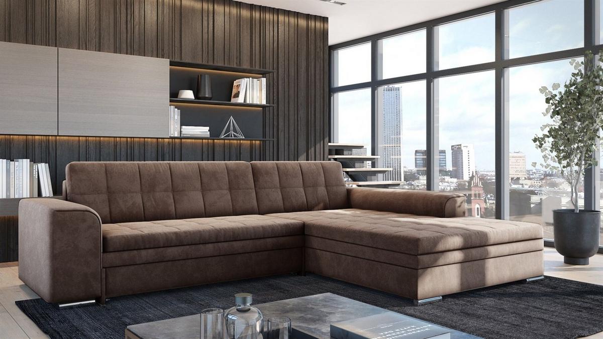 ECKSOFA Lusaka Mit Schlaffunktion - Braun, Holzwerkstoff/Textil (198/292cm) - Fun Möbel