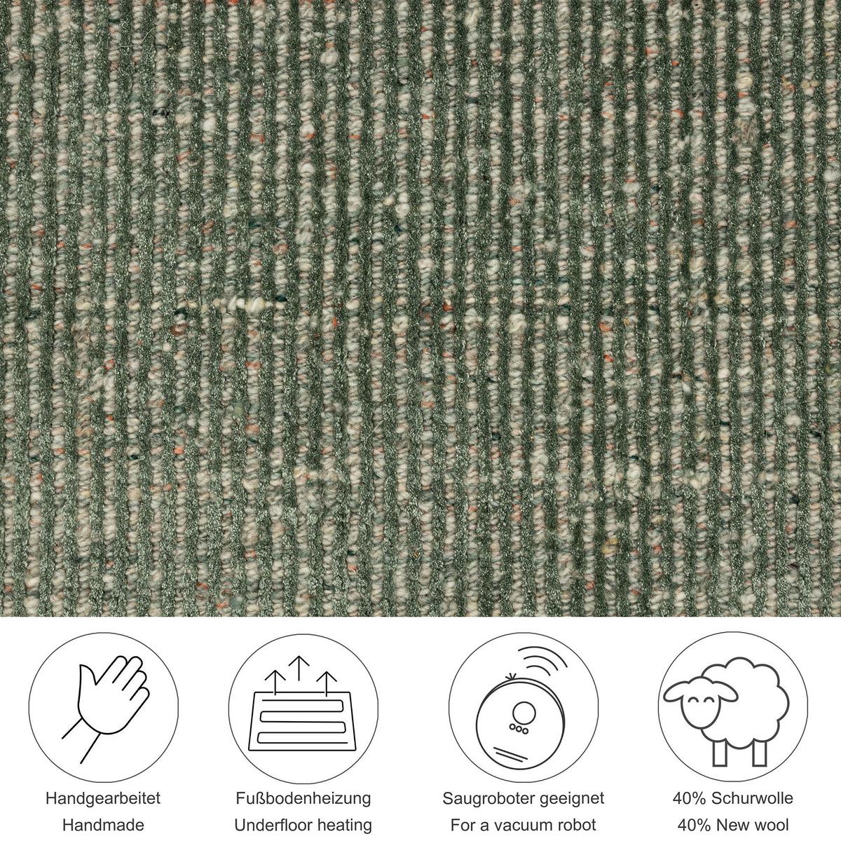 HANDWEBTEPPICH Venus 150x150 cm - Grün, Textil (150/150cm) - THEKO