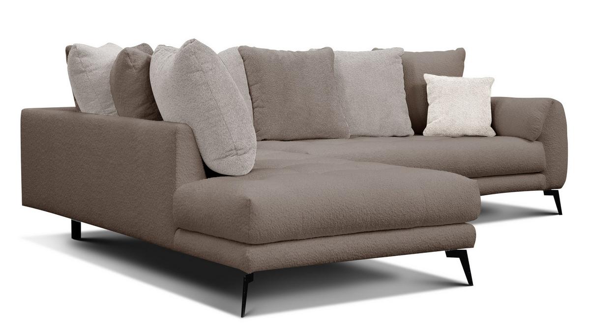 ECKSOFA CALME 5-Sitzer, beige und écru - Beige/Schwarz, Holz/Textil (294/229cm) - Wozimo