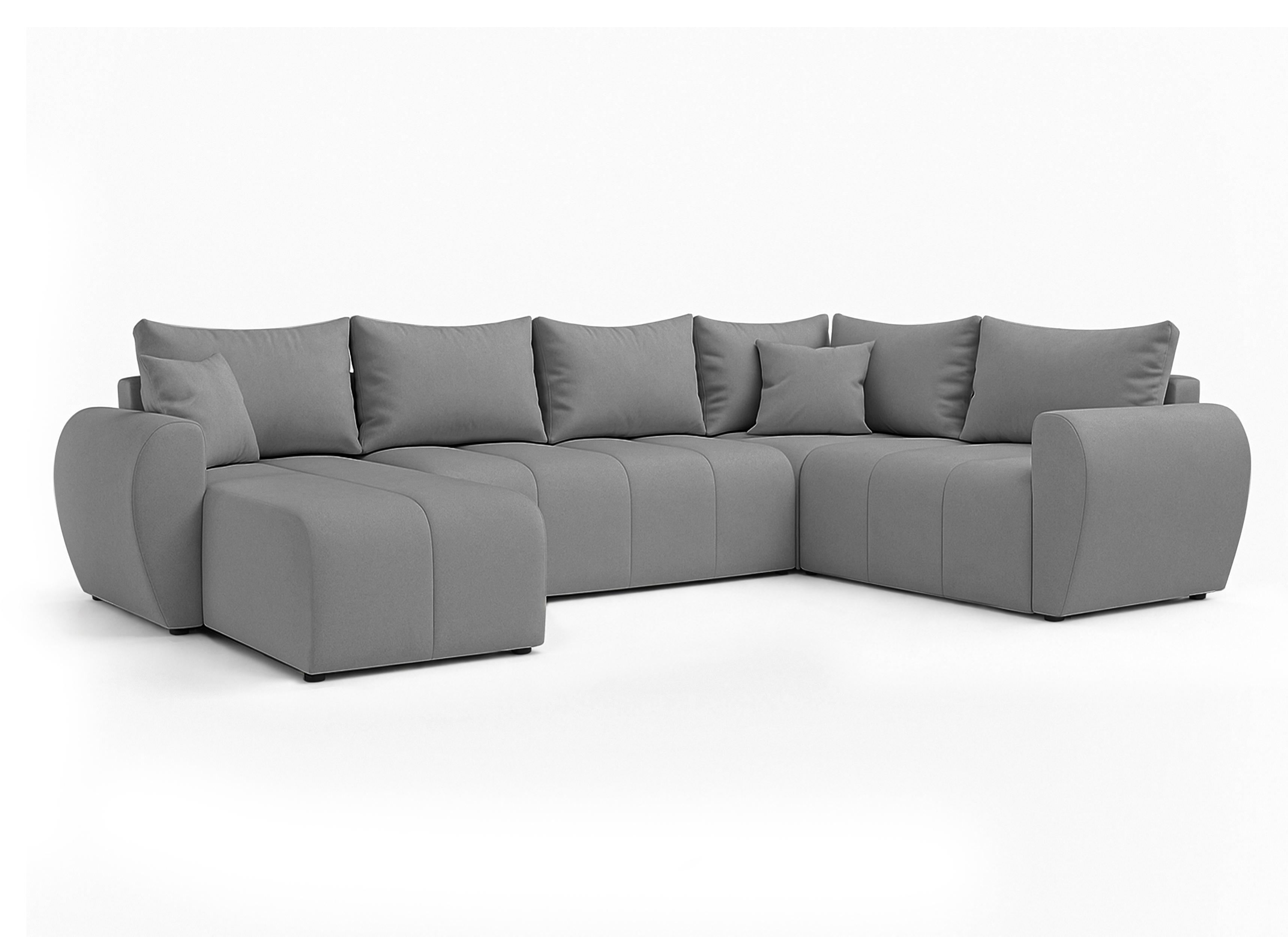 WOHNLANDSCHAFT Malatya U Form MAX Hellgrau 311/145/80 cm mit Schlaffunktion - Hellgrau/Schwarz, Kunststoff/Textil (208/80/303cm) - AX Living
