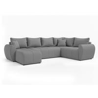WOHNLANDSCHAFT Malatya U Form MAX Hellgrau 311/145/80 cm mit Schlaffunktion - Hellgrau/Schwarz, Kunststoff/Textil (208/80/303cm) - AX Living
