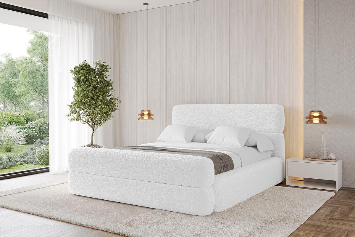 POLSTERBETT mit Bettkasten, Fußteil und Lattenrost, Boxbett ohne Matratze - ENORA-Z 180x200 Weiß - Weiß, Holzwerkstoff/Textil (180/200cm) - ALTDECOR