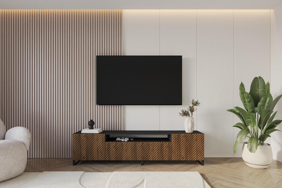 LOWBOARD ZENO-S 200x53x41 cm -Schwarz / Katania - Eiche Wotan/Schwarz, Holzwerkstoff (200/53/41cm) - ALTDECOR