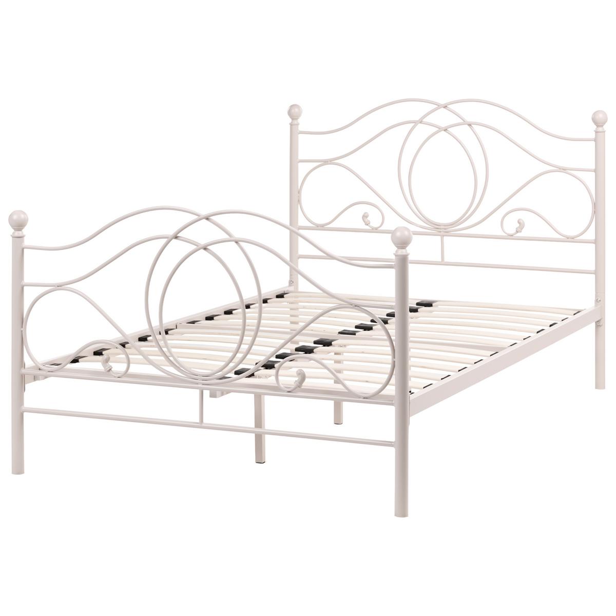 BETT mit Lattenrost 120/200 Stahl Hellbeige Lyra - Beige, Metall (120/200cm) - Beliani