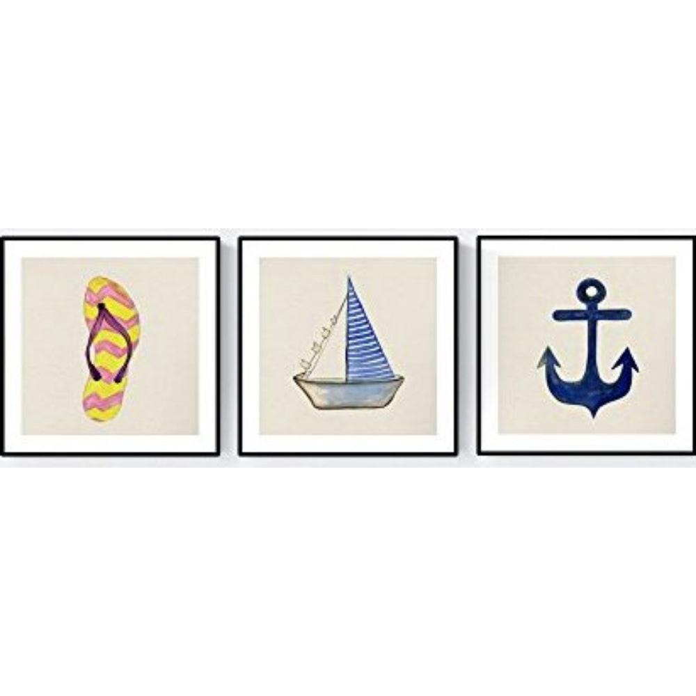 POSTER Set Mit 3 Strand Sommer 20X20cm Rahmenlos - Klar, Papier (20/5/20cm) - Nacnic