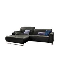 ECKSOFA YORK Granit Leder - Dunkelgrau/Silberfarben, Leder (284/180cm) - KAWOLA
