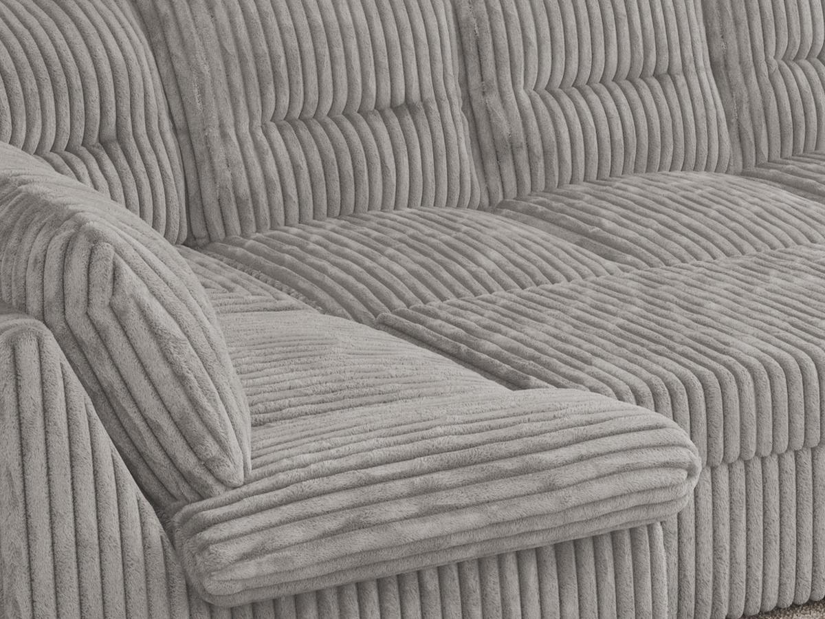 WOHNLANDSCHAFT COMODO U Hellgrau Cord - Silberfarben/Hellgrau, Textil/Metall (340/93/206cm) - MKS