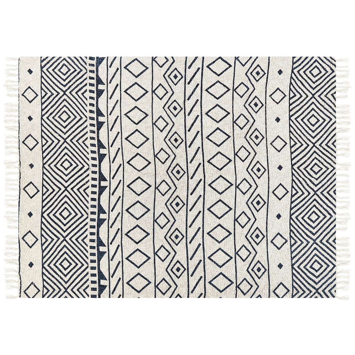 KUSCHELDECKE Baumwolle 150/200 cm Beige Najuy - Blau/Beige, Textil (150/200cm) - Beliani