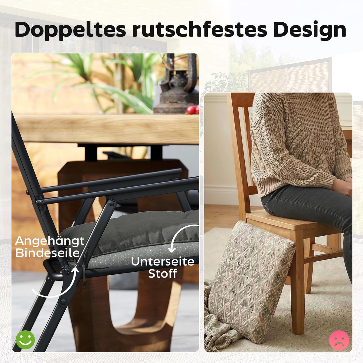 OUTDOOR-SITZKISSEN 4ER-SET aus Polyester Dunkelgrau - Dunkelgrau, Textil (39.5/39.5/10cm) - Outsunny