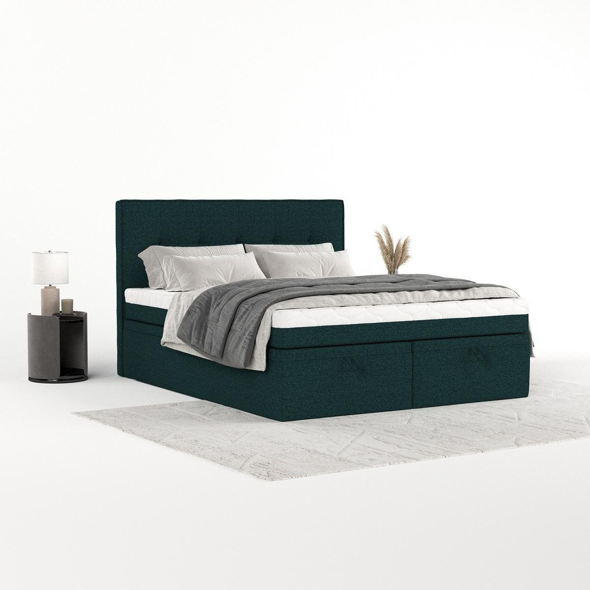 BOXBETT Arivo 180/200 cm Grün im Riva Stoff - Schwarz/Grün, Holz/Holzwerkstoff (180/200cm) - AltaBeds