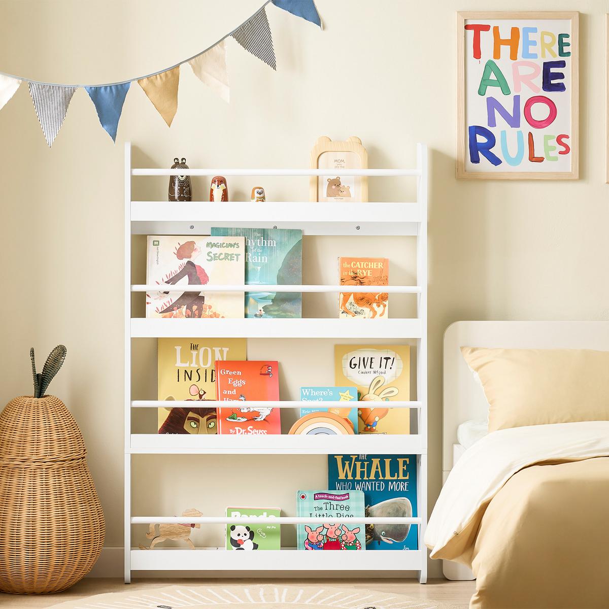 KINDERREGAL mit 4 Fächern Bücherregal Weiß 80x12x118cm - Weiß, Holzwerkstoff (12/118/80cm) - SoBuy