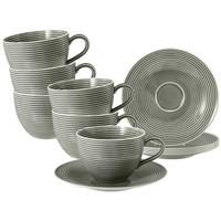 TEETASSEN MIT UNTERTASSEN Beat Color Glaze Perlgrau 140 ml 6er Set - Grau, Keramik (13.7/6/13.7cm) - Seltmann Weiden