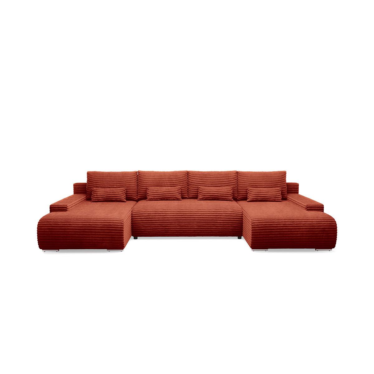 PANORAMASOFA Ivana 4 Sitzplätze Terracotta - Orange, Holz (350/85/172cm) - Petits-meubles