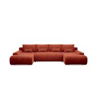 PANORAMASOFA Ivana 4 Sitzplätze Terracotta - Orange, Holz (350/85/172cm) - Petits-meubles