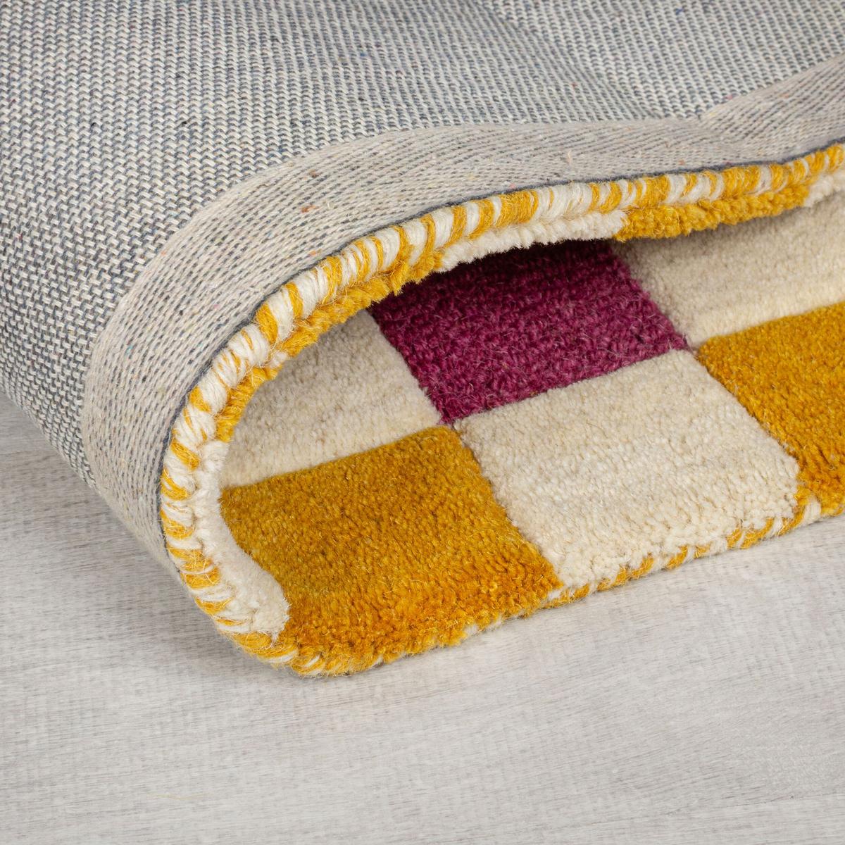WOLLTEPPICH WENSUM, geometrisch, Rosa-Gelb, 200 x 290 cm - Rosa, Textil (290/200cm) - KADIMA DESIGN