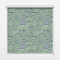 INNENROLLO - Fensterrollo - Rollo - 100x180 cm - Palmenblätter auf schwarz-weißem Hintergrund - Grün, Kunststoff (100/180/0.5cm) - TULUP
