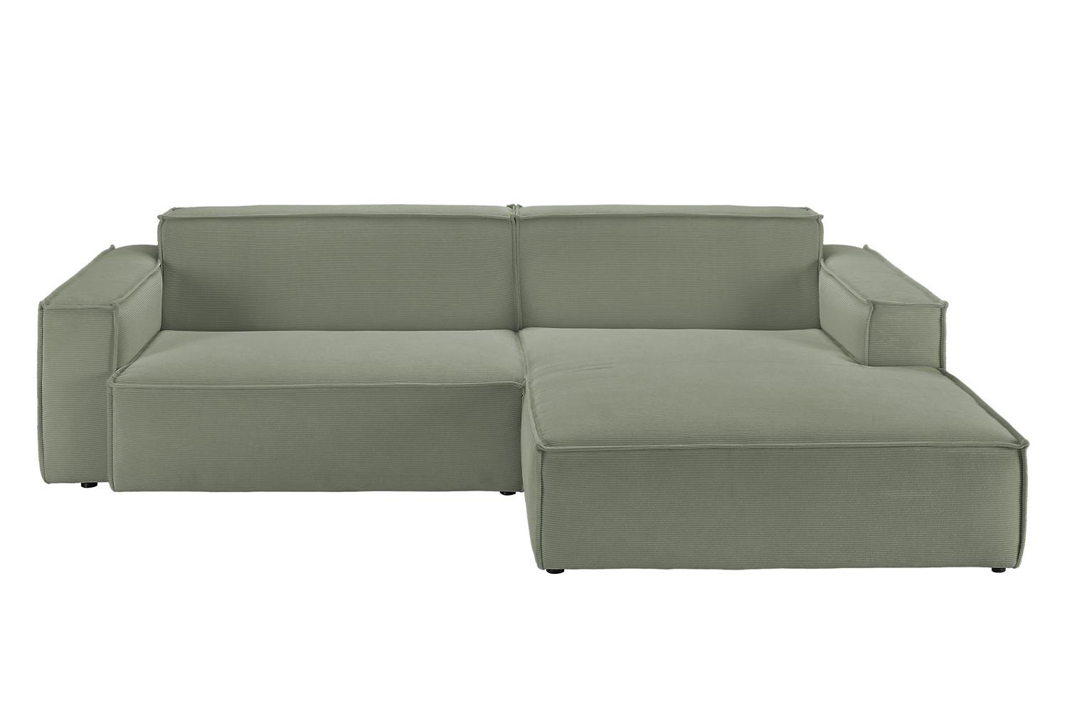 ECKSOFA SAMU Hellgrün Cord - Schwarz/Hellgrün, Textil (276/168cm) - KAWOLA