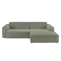 ECKSOFA SAMU Hellgrün Cord - Schwarz/Hellgrün, Textil (276/168cm) - KAWOLA