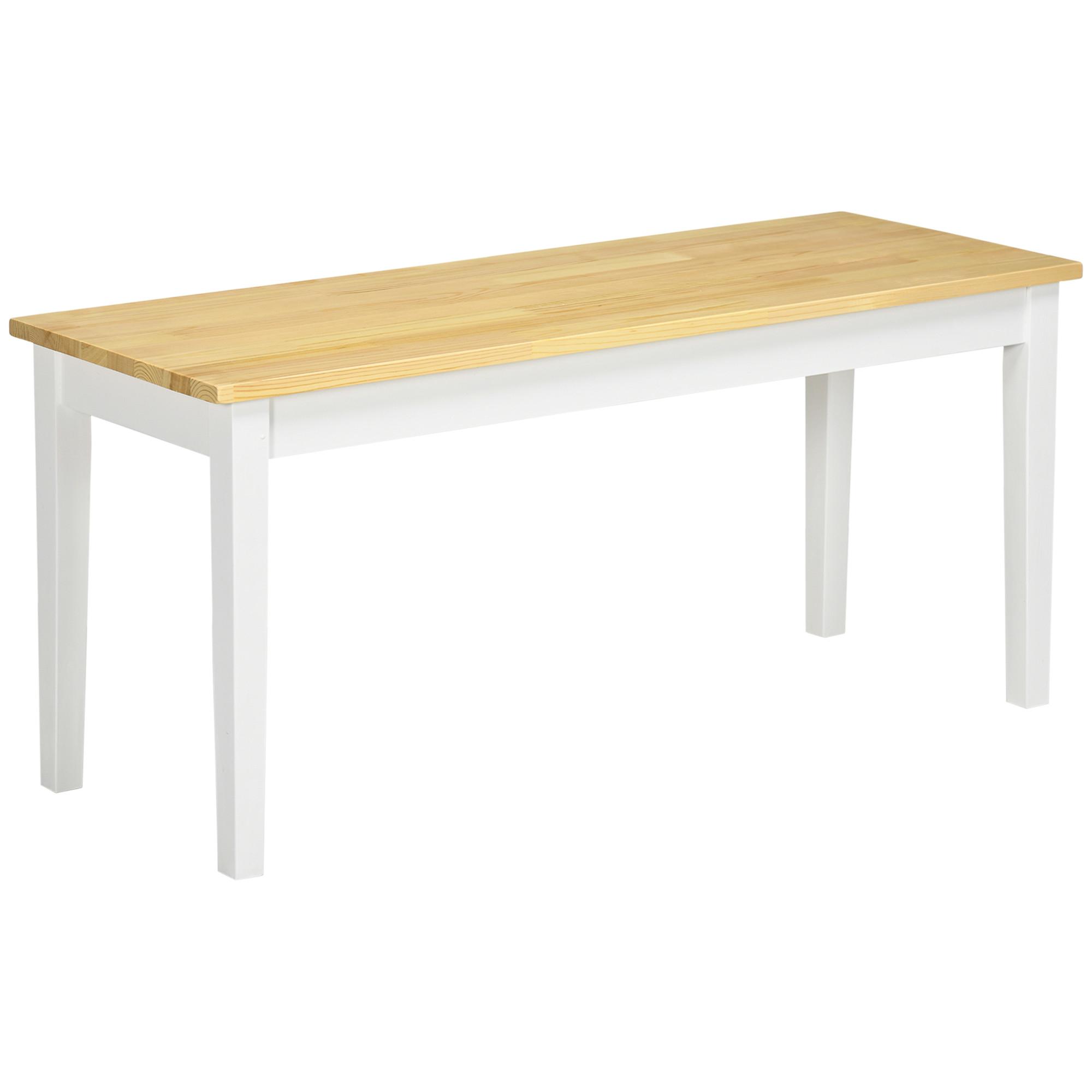SITZBANK 2-Sitzer Essbank Holzbank, Küchenbank für Eingang bis 220 kg belastbar - Naturfarben/Weiß, Holz (36/45/102cm) - HOMCOM