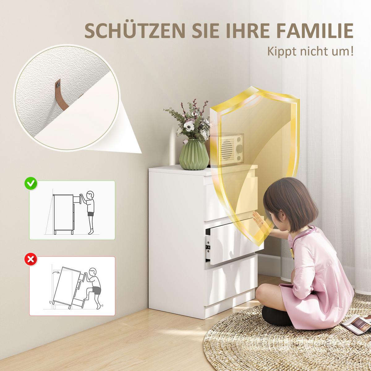 NACHTTISCH 2er Set MDF Weiß - Weiß, Holzwerkstoff (30/59.5/40cm) - HOMCOM