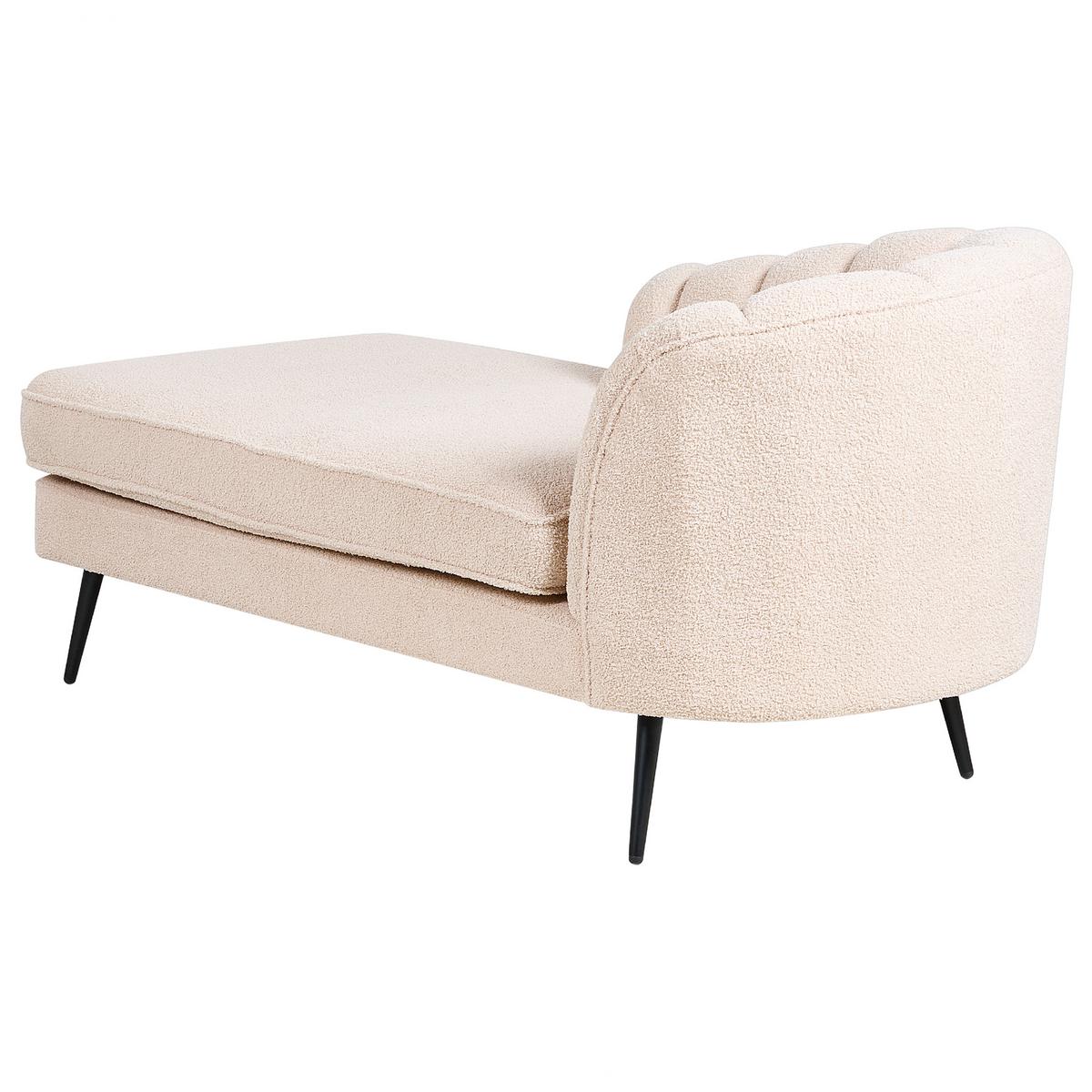 CHAISELONGUE Bouclé hellbeige rechtsseitig Allier - Beige/Schwarz, Textil (150/75/76cm) - Beliani