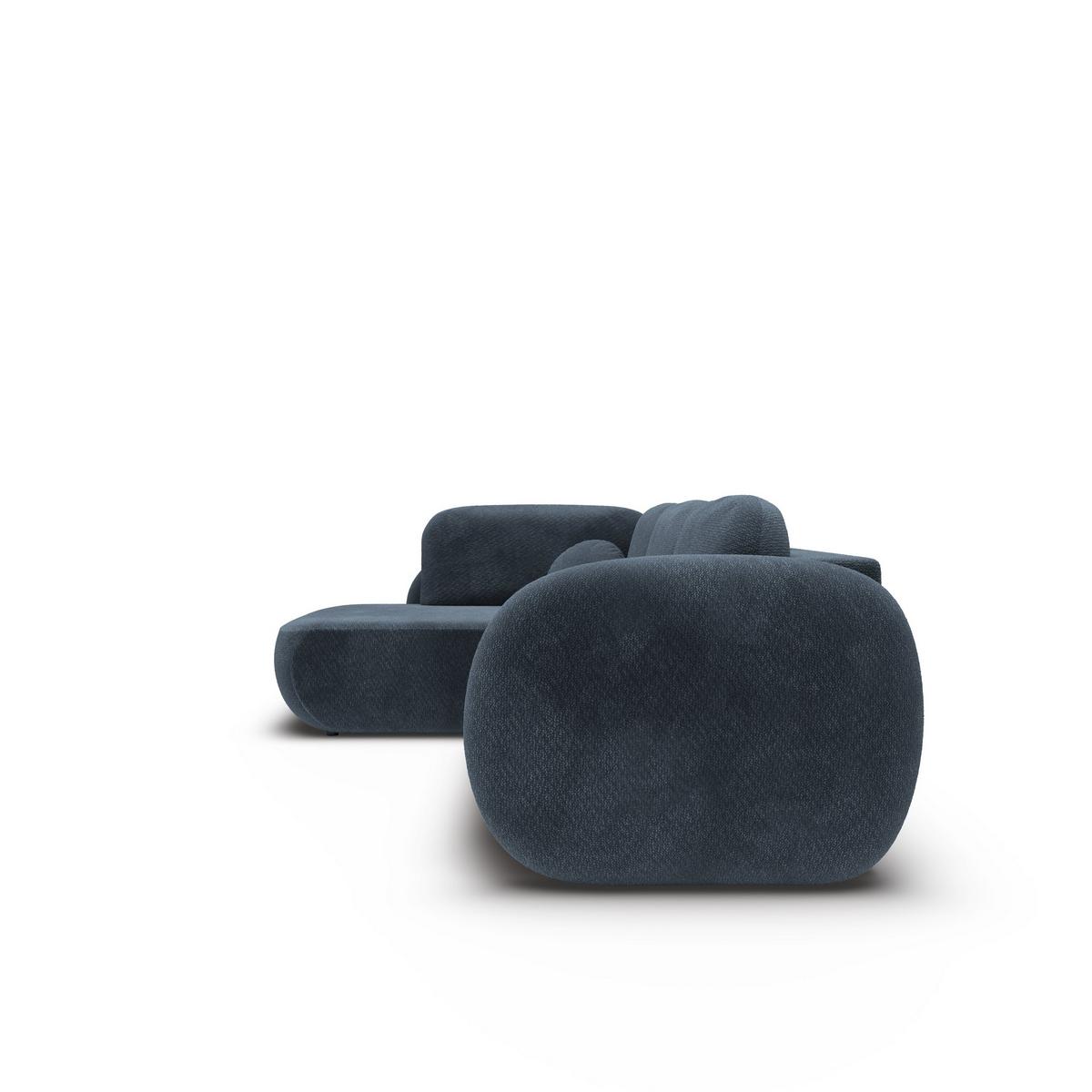 ECKSOFA AMICO II L-S Blau Geflochtener Stoff mit Schlaffunktion - Blau, Holz (289/190cm) - MASSENO
