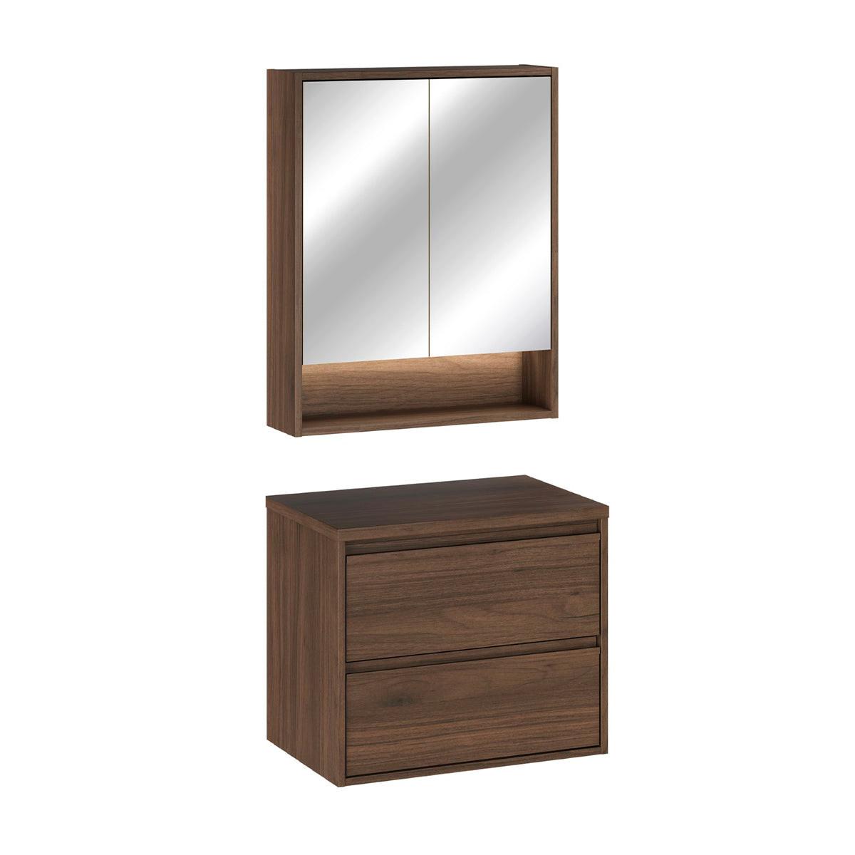 BADMÖBEL 60cm Edmé 2er-Set Dunkles Holz - Braun, Holzwerkstoff (60/52.2/46cm) - Petits-meubles