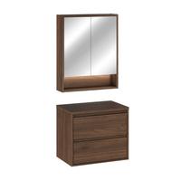 BADMÖBEL 60cm Edmé 2er-Set Dunkles Holz - Braun, Holzwerkstoff (60/52.2/46cm) - Petits-meubles
