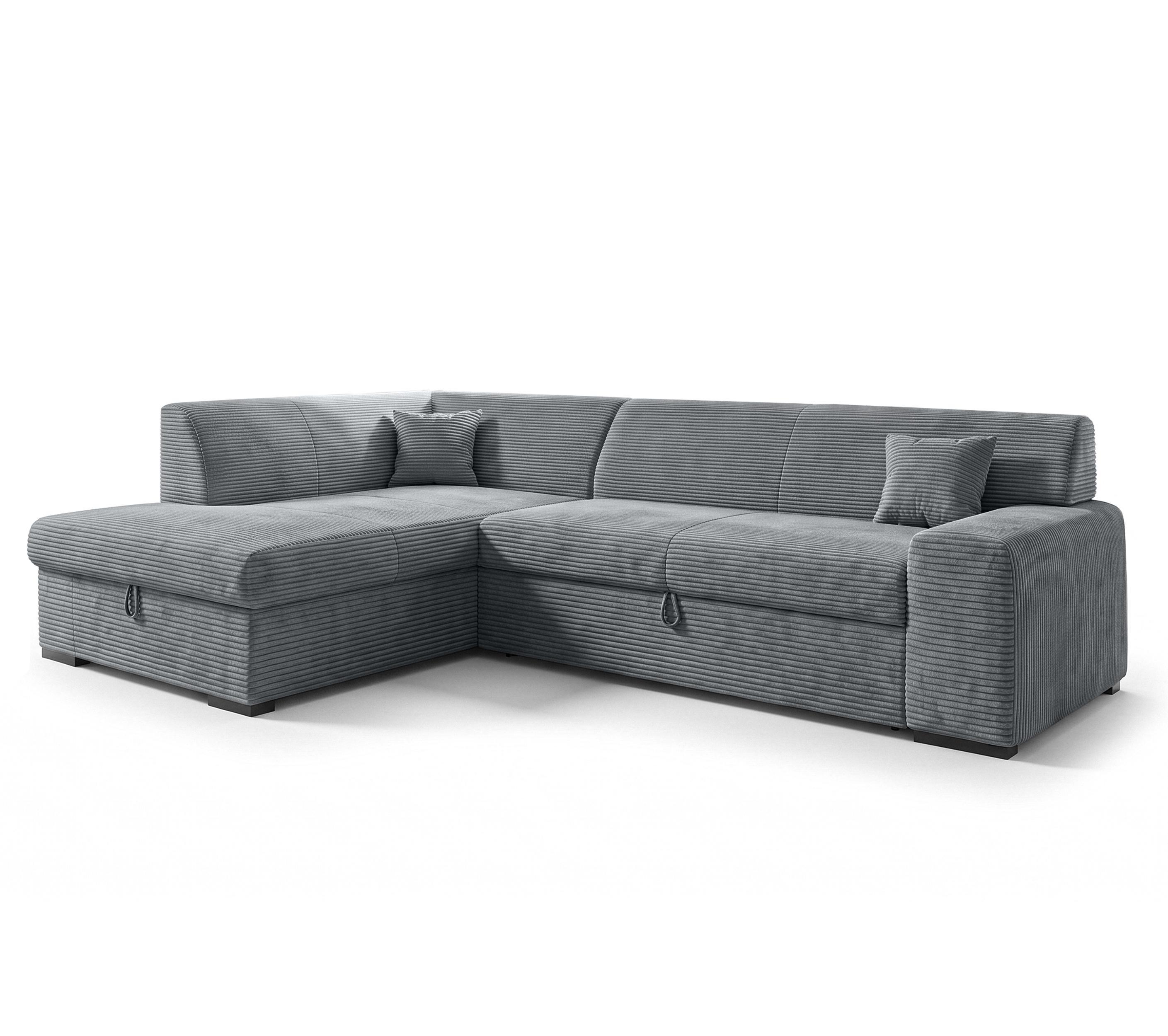 ECKSOFA L Form Minosa Grau 260/175/71 cm Links mit Schlaffunktion - Schwarz/Grau, Kunststoff/Textil (260/175cm) - AX Living
