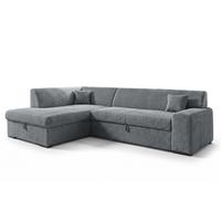 ECKSOFA L Form Minosa Grau 260/175/71 cm Links mit Schlaffunktion - Schwarz/Grau, Kunststoff/Textil (260/175cm) - AX Living
