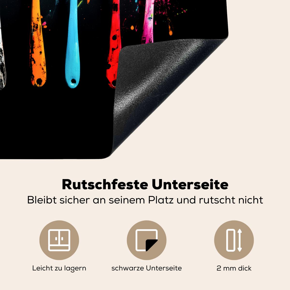 HERDABDECKPLATTE Löffel - Gewürze - Modern - Graffiti - Farbe - Farbenfroh Herdabdeckung Induktionsfeld 65x52 cm - Multicolor, Kunststoff (65/52/0.2cm) - MuchoWow