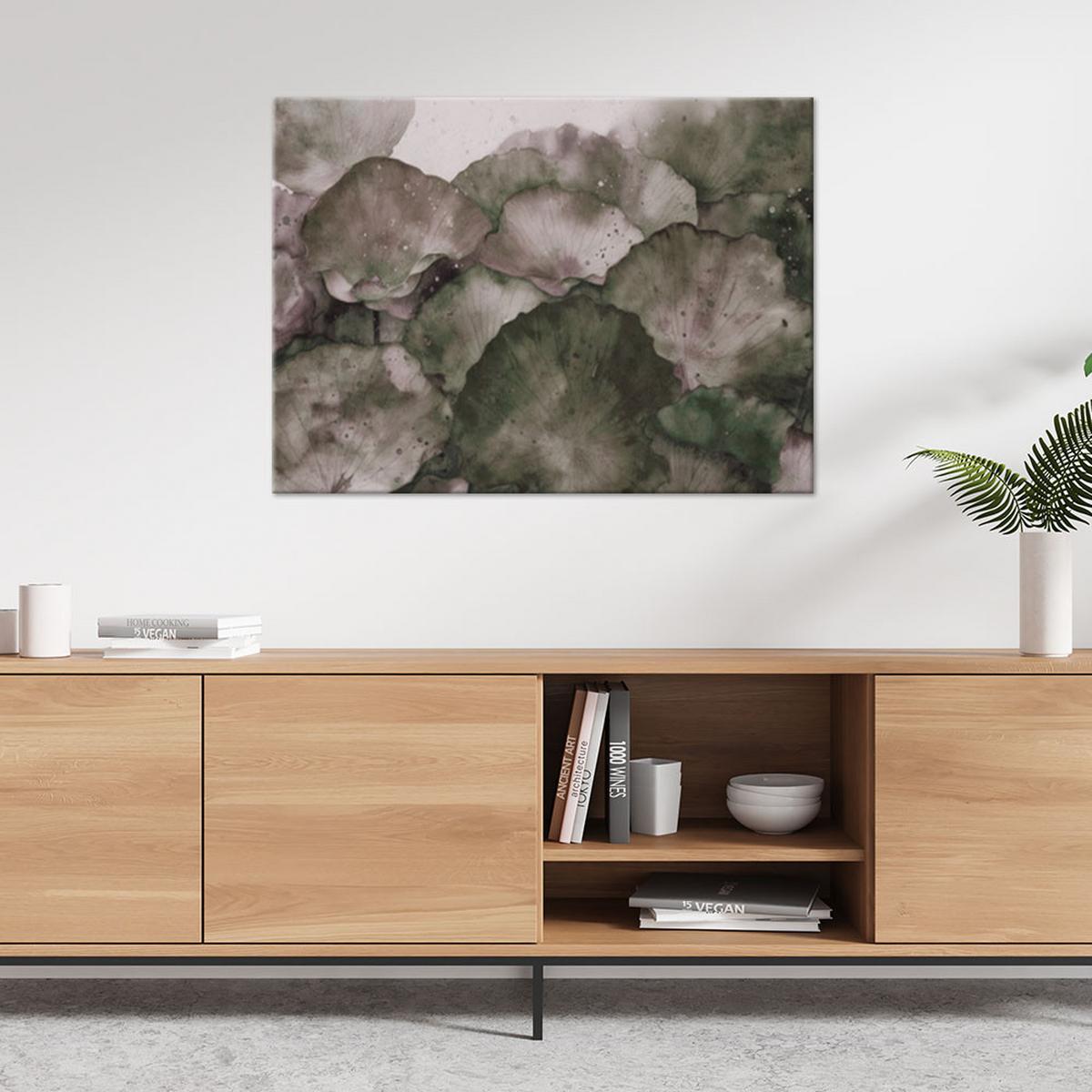 WANDBILD lotusblätter aquarell - Braun, Textil (60/40cm) - Feeby